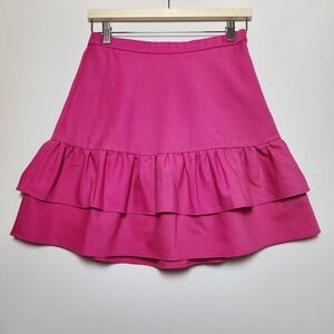 J.Crew Tiered Ruffle Mini Skirt Hot Pink Size 4